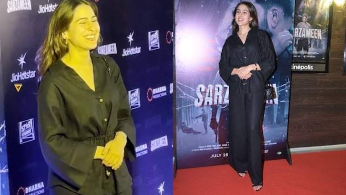 Sara Ali Khan Didn’t Let Her Moment Spoil, Glued Her Broken Heels On The Red Carpet of Ibrahim Ali Khan’s Sarzameen Premiere