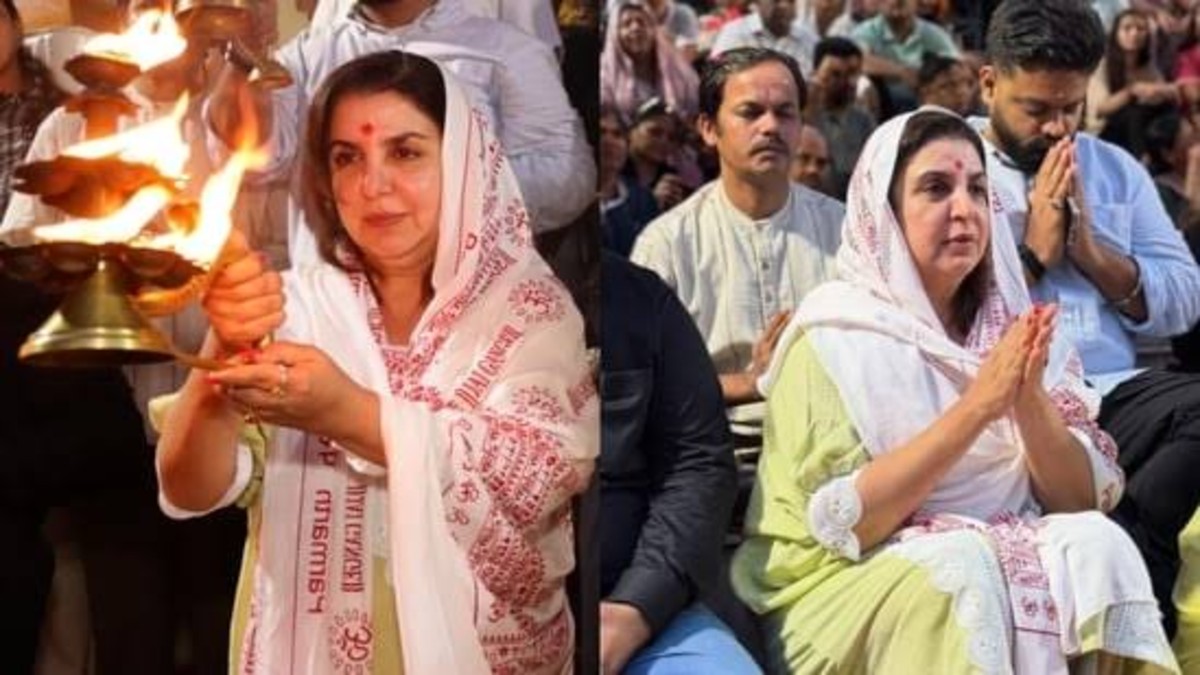 फराह खान और दिलीप ऋषिकेश पहुँचे, अपनी टीम के साथ ऋषिकेश घाट पर गंगा आरती की