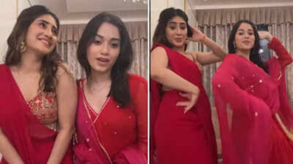 Shivangi Joshi and Jannat Zubair Seen Dancing In Red Saree Their Hearts Out On Neha Bhasin’s ‘Jutti&nbsp;Meri’
