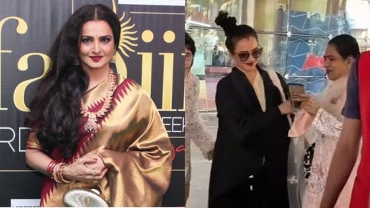 Rekha Pushes Fan at Mumbai Airport, Netizens Compare Her to Jaya Bachchan, Calls Her “Jaya Bachchan 2.0”